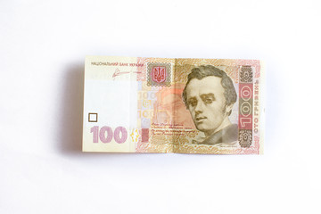 100 hryvnia on a white background isolate. Mocap concept of money