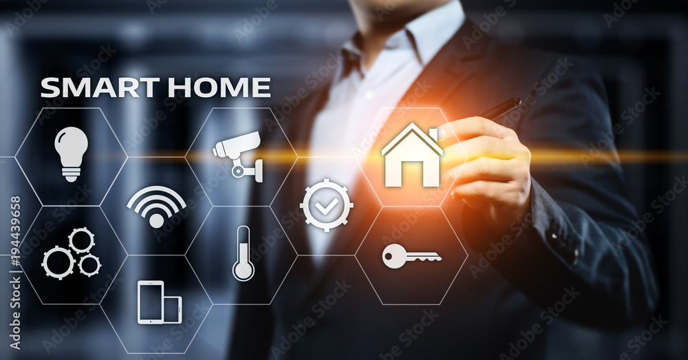 Poster smart home automation control system. innovation technology internet network concept