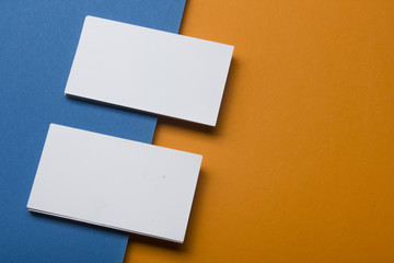 Business cards Mockup on color background. Flat Lay. copy space for text