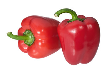 Pair of delicious sweet pepper isolated on white background.