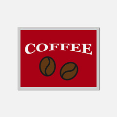 Vintage poster template with coffee beans flat line vector icon.