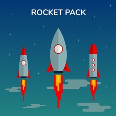 Space Rocket Start Up Pack and Launch Symbol New Businesses Innovation Development Flat Design Icons Set Template Vector Illustration Cosmos Flat Fire Image