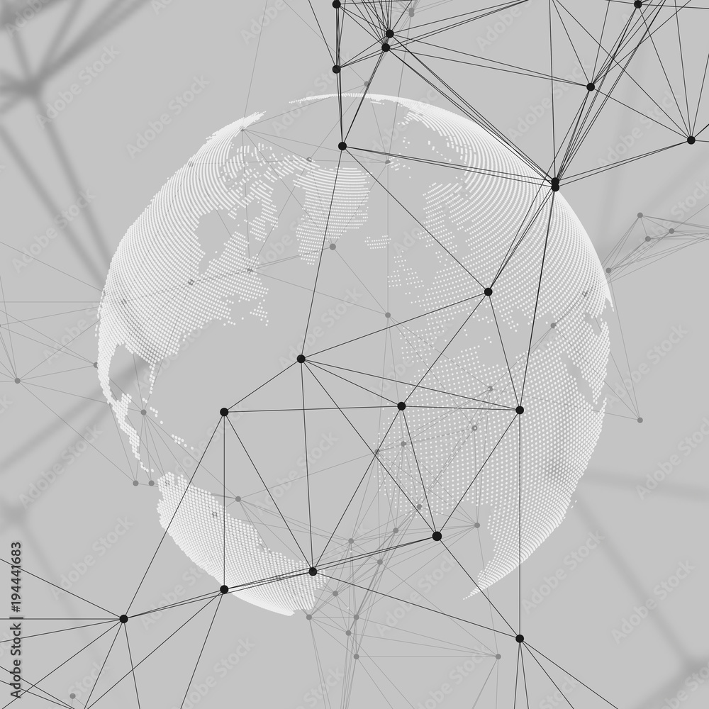 Poster abstract futuristic network shapes. high tech background, connecting lines and dots, polygonal linea