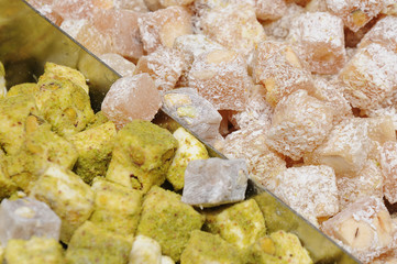 Turkish delight with pistachio and coconut