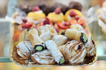 Italian sweet creamy dessert pastries