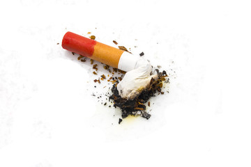 Lit Cigarette with Red Lipstick Stain on the Butt