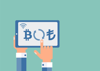 Обмен валюты онлайн. Биткоин - Турецкая лира.