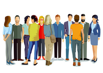 Fototapeta premium Personengruppe von jungen Leuten, Illustration