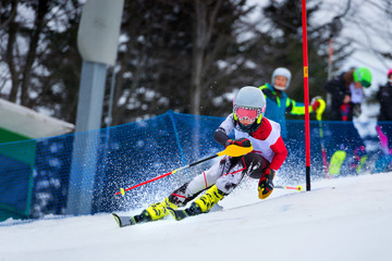 Slalom skiing competition - obrazy, fototapety, plakaty