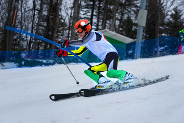 Fototapeta na wymiar Slalom skiing competition