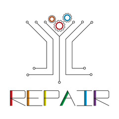 REPAIR SERVICES LOGO.  Computer Technology Logo template designs, Gadget Service logo template designs. Abstract technology electronic sign.  Vector illustration EPS10.