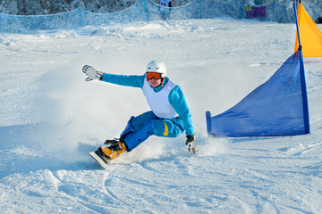 Snowboard racing slalom, winter sports
