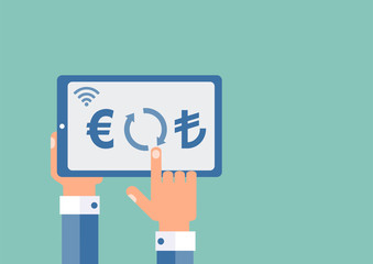 Обмен валюты онлайн. Евро - Турецкая лира.