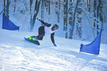 Snowboard racing slalom