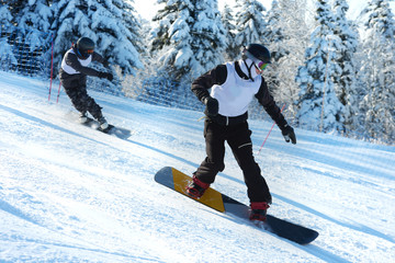 Snowboard racing slalom