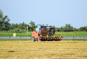 Fototapeta premium Combine harvesters. Agricultural machinery.