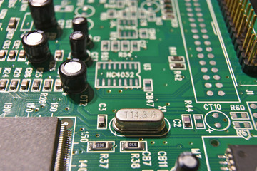 Close-up of a circuit board with electronical components