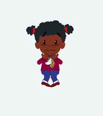 Black girl shrugged in fear.