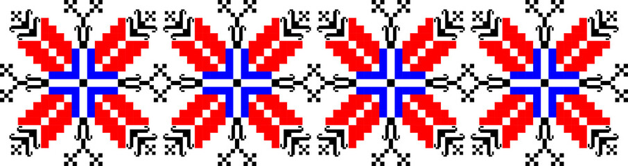 Traditional Romanian folk art knitted embroidery pattern