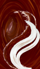 Wave and splashes of coffee and cream, abstractly