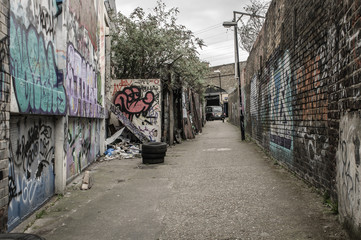 Grimy London backstreet