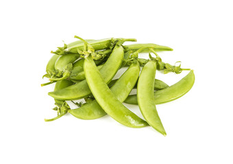sugar snap peas isolated on white background