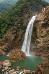 The rainbow waterfall near the Nongriat village in Meghalaya, Northeast India