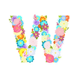 Romantic letter of meadow flowers and butterflies W