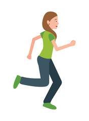 Fototapeta na wymiar Woman Jogging Vector Teenager in Sport Apparel
