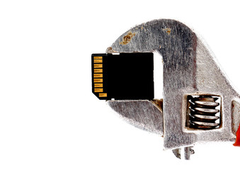 SD Card pressed on adjustable wrench