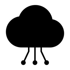 Cloud Technology Icon with Circuit Pattern. Vector Simple Minimal 96x96 Pictogram