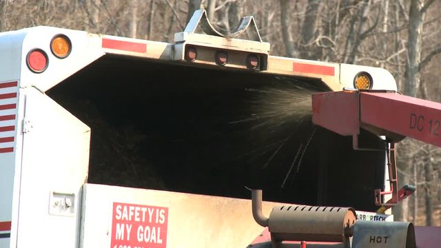 Wood chipper in action