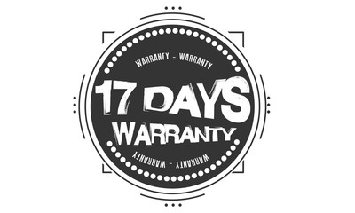 17 days warranty rubber stamp 