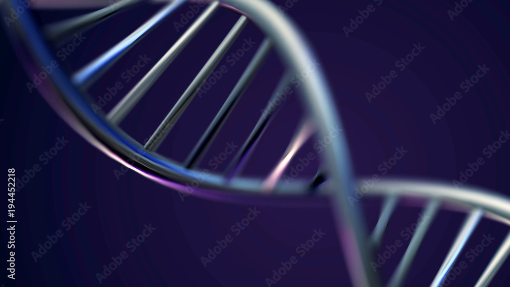 Aufkleber futuristic rotating white dna strand with genetic codes and abstract geometry. seamless looping anim