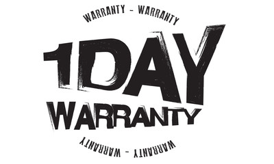 1 days warranty rubber stamp 