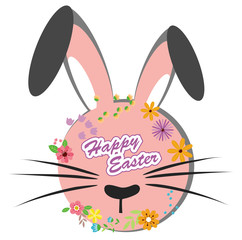 Happy Easter, sweet bunny with flowers design