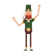 St. Patrick's day. The main character of the national Irish holiday in flat style. Vector illustration isolated on white background.