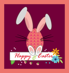 happy easter, funny eggs clipart card on the pink background