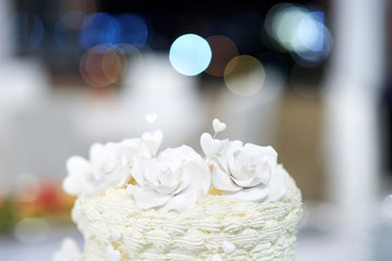 Wedding cake detail - marzipan decorative flowers and hearts
