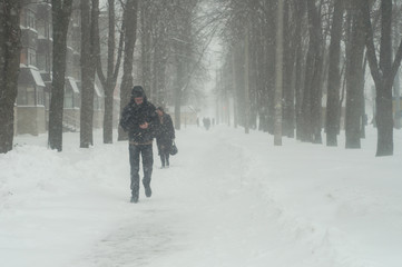 people walking in the snow and snowstorms
Kharkiv, Ukraine March 1, 2018