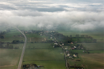 Fototapeta na wymiar vue aérienne de la campagne française à Bosc-Mesnil en Seine Maritime en France