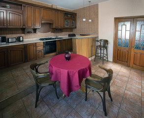 kitchen and dining room with breakfast bar