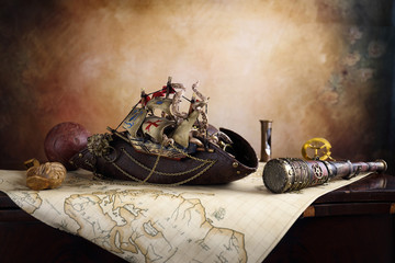 Steampunk pirata mappa del tesoro