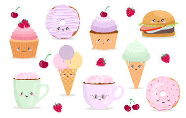 Vector cartoon cards with funny food