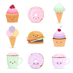 Vector cartoon cards with funny food