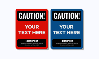 Caution Sticker Template in Flat Style Modern Design