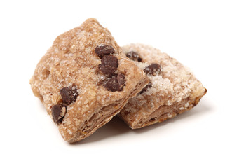 Chocolate cookies with chocolate sauce filling isolated on white background 