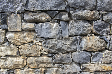 Detail of a wall made of stones, stone background, wall, pavement, grey and brown dark colors