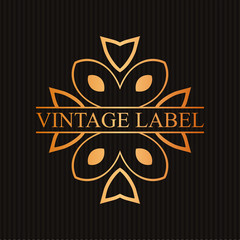 Vintage ornamental retro golden label. Template for design. Vector illustration