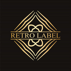 Vintage ornamental retro golden label. Template for design. Vector illustration